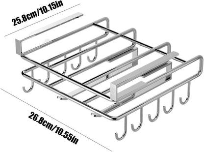 Générique Chopping Board Organizer – Edelstahl | Chopping board organizer with stainless steel design, Multifunctional Rack with hooks for kitchen storage
