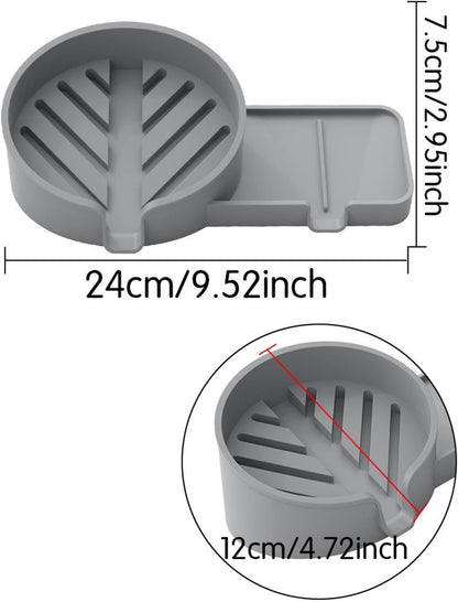 Sponge Holder for Sink Non-Slip Self-Draining Silicone Storage Tray | Kitchen Sink Dish Soap Holder for Utensil Drain Organizer Counter Cleaning Home Apartment Shower