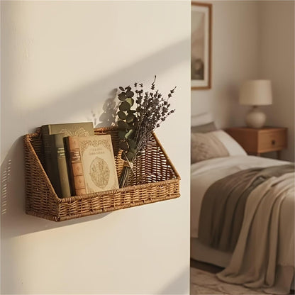 Woven Rattan Wall Storage Baskets | Adhesive Hook Hanging Shelves For Bathroom/Kitchen Organization Für Aufbewahrung(S)