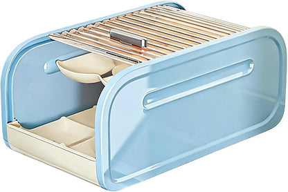 Egg Storage Box – PP 32x17x14cm Two Tier 20 Egg Capacity | utomatic Rolling Pull Out Refrigerator Organizer with Lid | Large Capacity Egg Holder | for Kitchen Fridge Food Storage