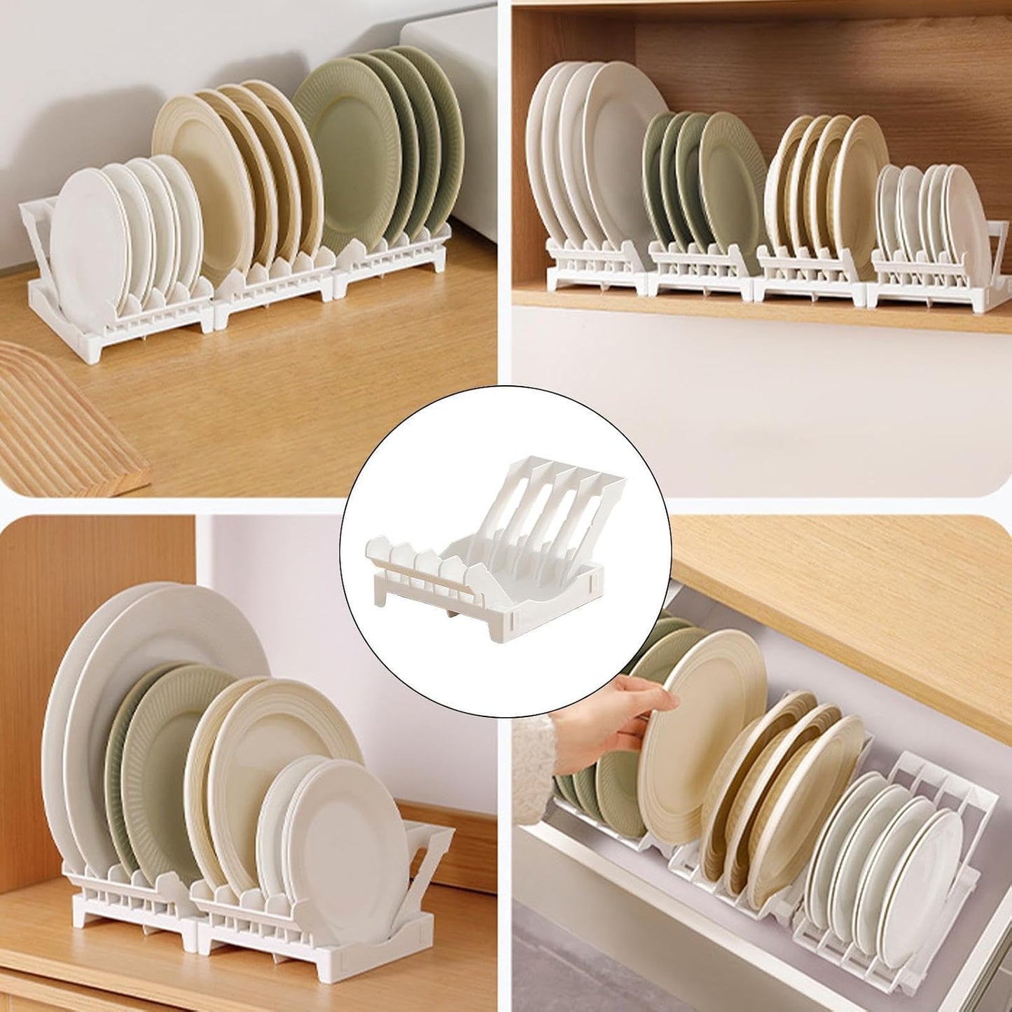 Generisch Plate Storage Rack Space Saving Vertical Storage Rack | Cabinet Plate Organizer Kitchen Dishes , Drying Storing Plates for Countertop, Cabinet, Cupboard