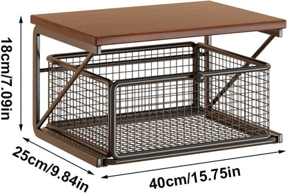Microwave Stand, Counter Shelf, Two Tier Rack, Drawer Organizer for Kitchen | Appliance Storage With Elevated , Pullout Compartment, Counter Support for Coffee Machines, Jars, Fruits, Skincare