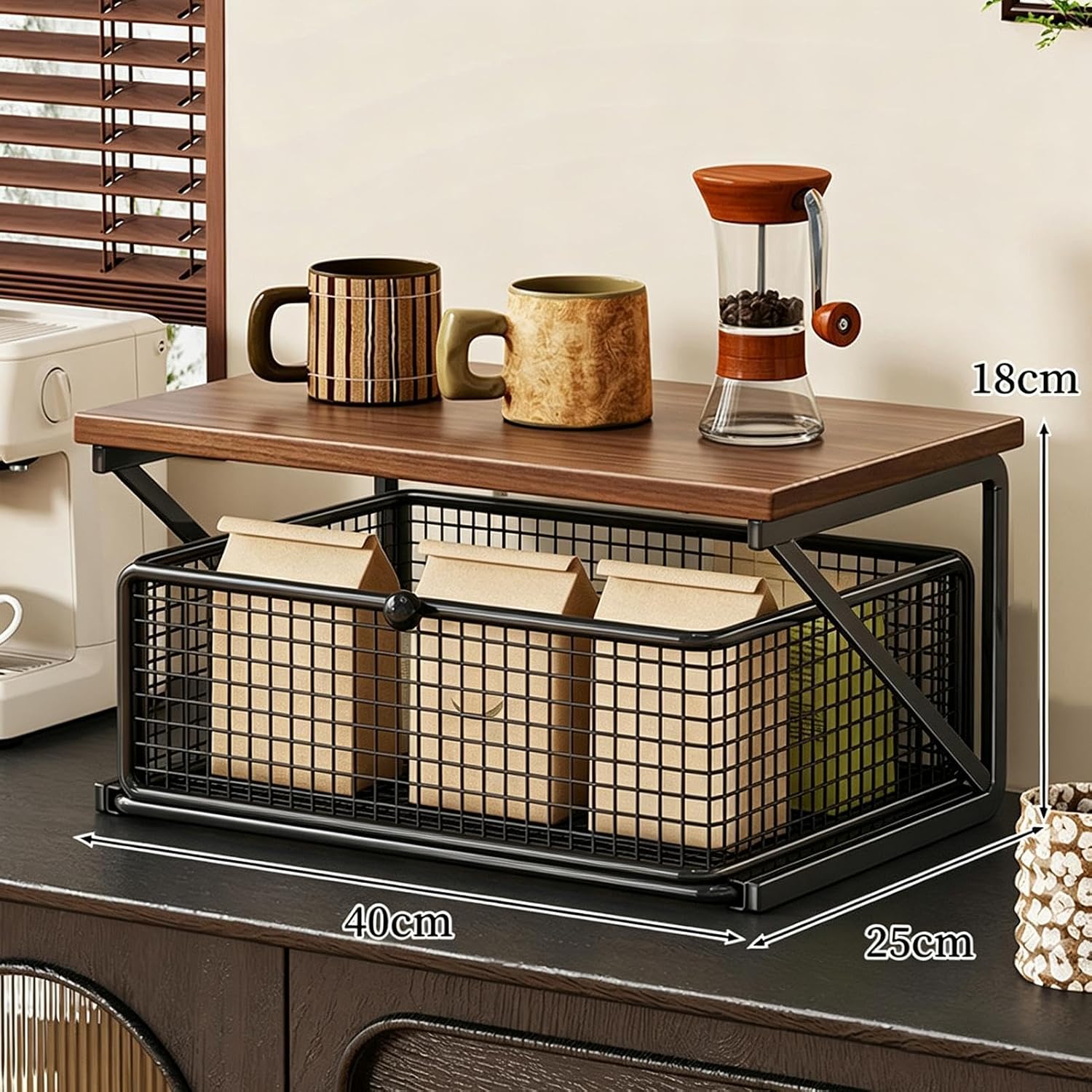 Microwave Stand, Counter Shelf, Two Tier Rack, Drawer Organizer for Kitchen | Appliance Storage With Elevated , Pullout Compartment, Counter Support for Coffee Machines, Jars, Fruits, Skincare