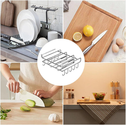 Générique Chopping Board Organizer – Edelstahl | Chopping board organizer with stainless steel design, Multifunctional Rack with hooks for kitchen storage